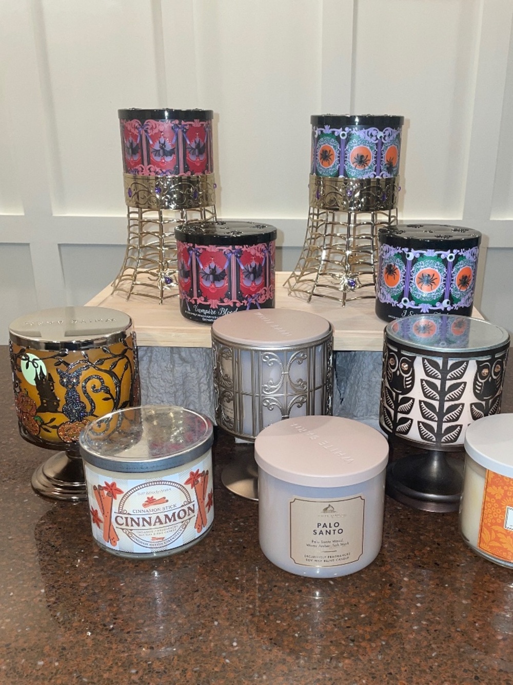Bath & Body Works 3-Wick Candle SETS with Pedestal Stands NEW-U PICK-Fall Themed